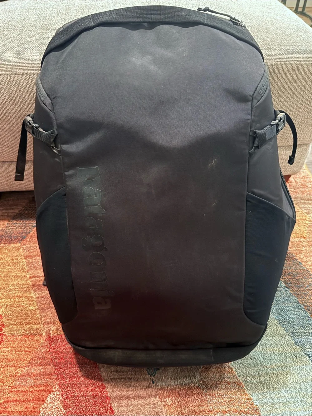 Patagonia Black Travel Backpack with Subtle Logo